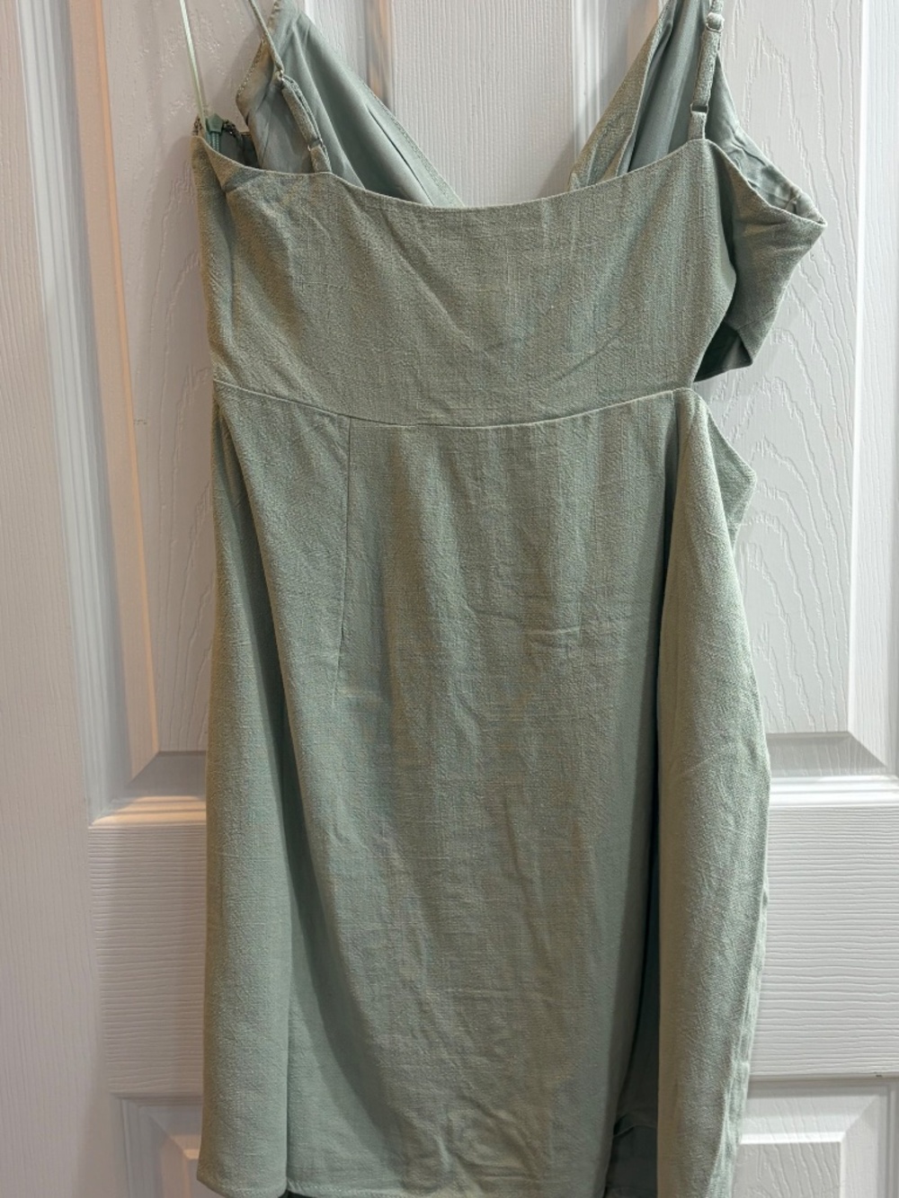 New Promesa Linen Blend Spaghetti Strap Dress Sundress Key Hole Side Cut Out - Picture 8 of 8